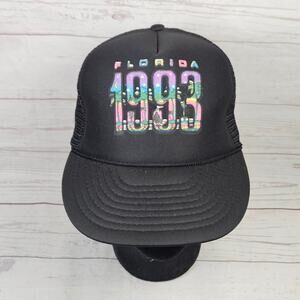 Vintage Florida 1993 Trucker Hat Men's OSFA Black Multicolor Retro Snapback Otto